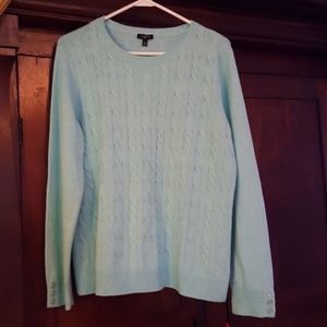 TALBOTS Petites Mint green cable knit sweater
